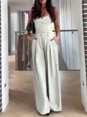 Ensemble bustier et pantalon large taille haute