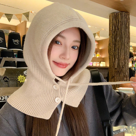 Bonnet chaud tendance, écharpe, protection auditive intégrée, bonnet en laine tricoté