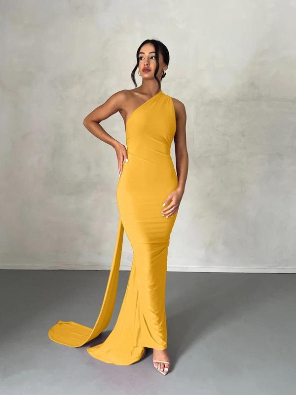 Robe moulante unie à col élingue pour femme