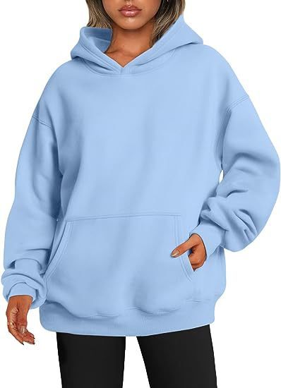 Sweat-shirt tendance uni, pull à capuche surdimensionné, vêtements pour femmes