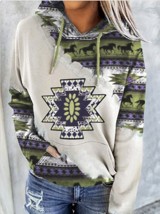 Pull imprimé style ethnique pour femme