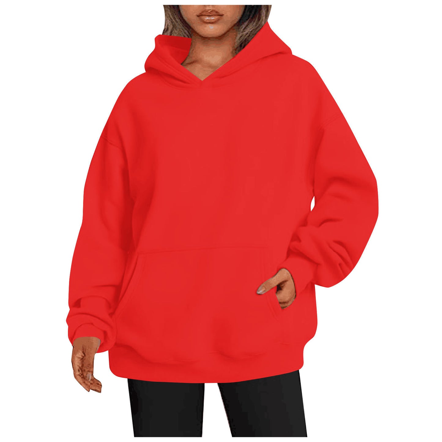Sweat-shirt tendance uni, pull à capuche surdimensionné, vêtements pour femmes