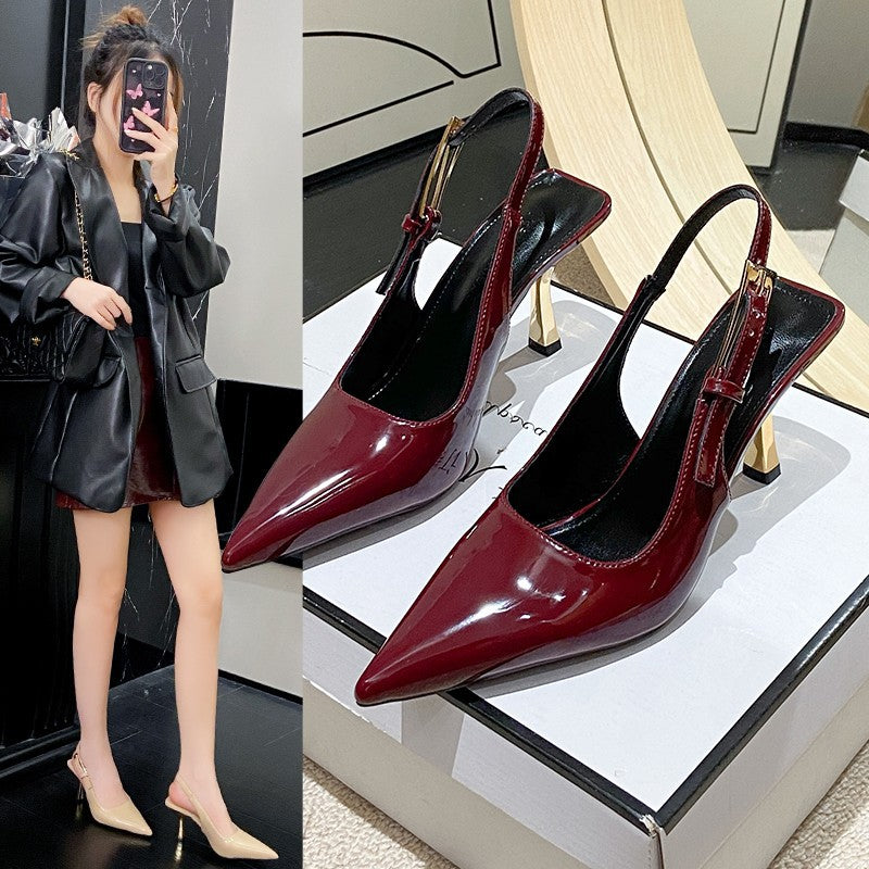 Sandales à talons aiguilles, bout pointu, talon ouvert et bout fermé, style féerique