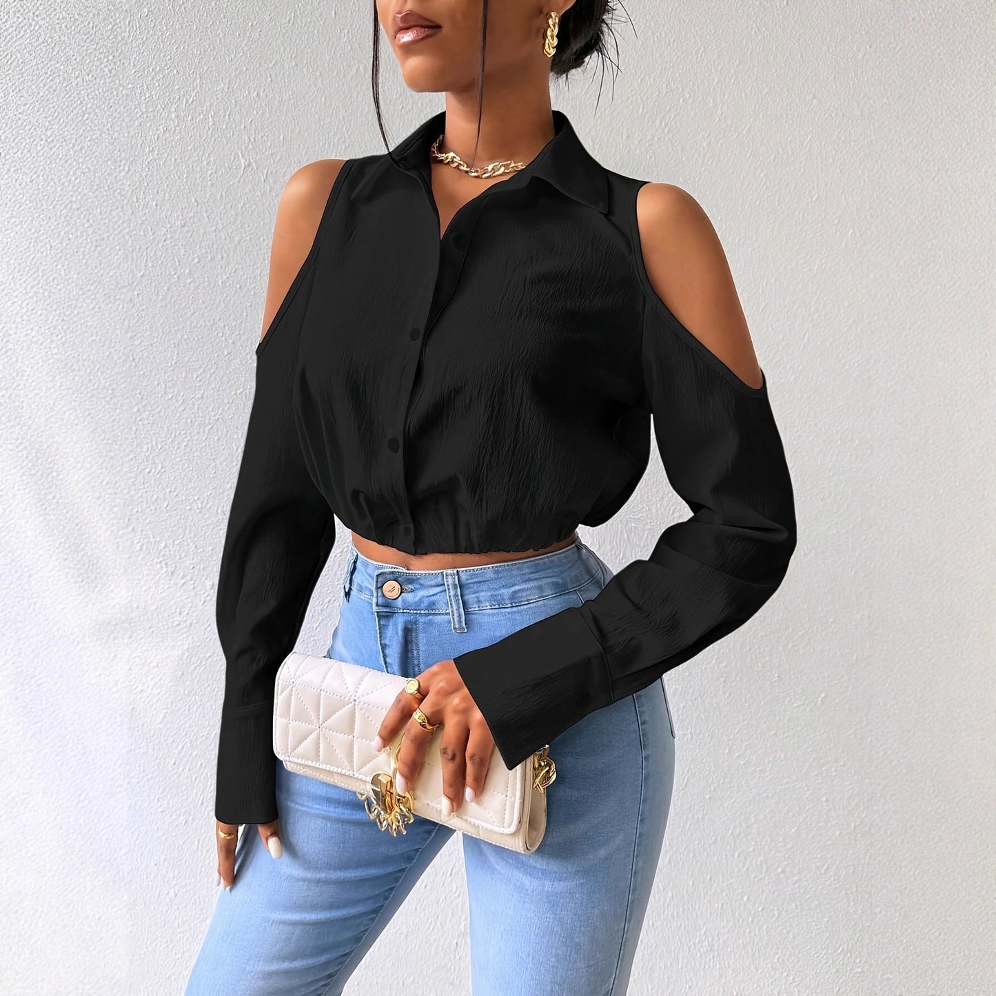 Blouse sophistiqué, épaule ouvert