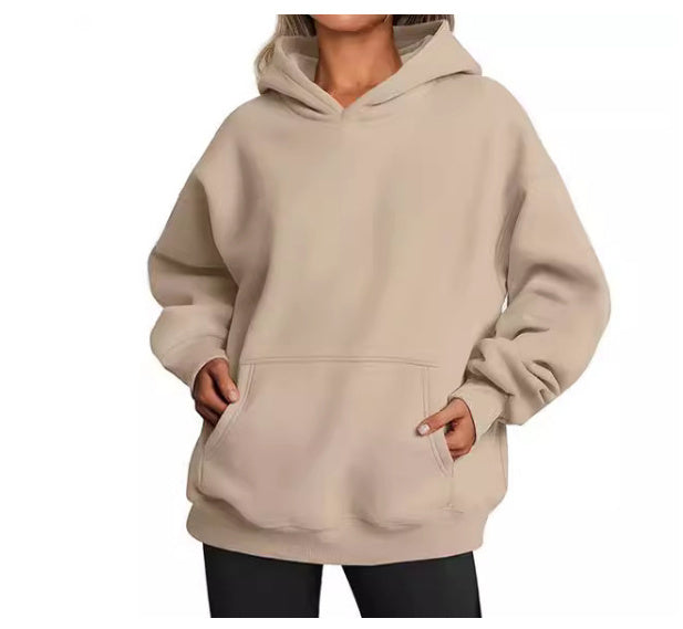 Sweat-shirt tendance uni, pull à capuche surdimensionné, vêtements pour femmes