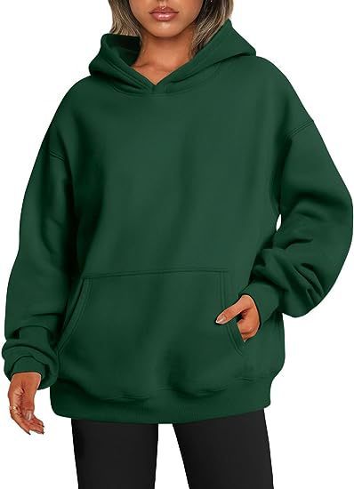 Sweat-shirt tendance uni, pull à capuche surdimensionné, vêtements pour femmes