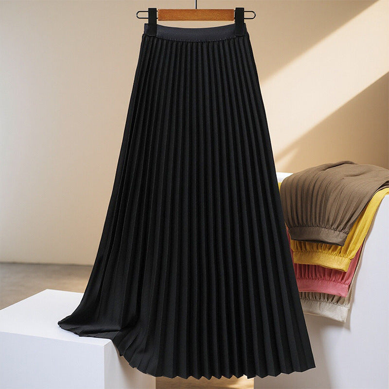 Jupe plissée taille haute à la mode pour femme, couleur unie