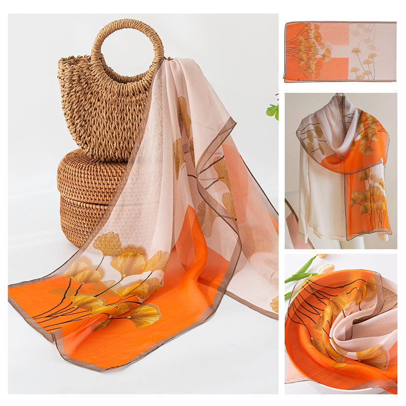 Foulard en soie imprimé pour femme en soie de mûrier