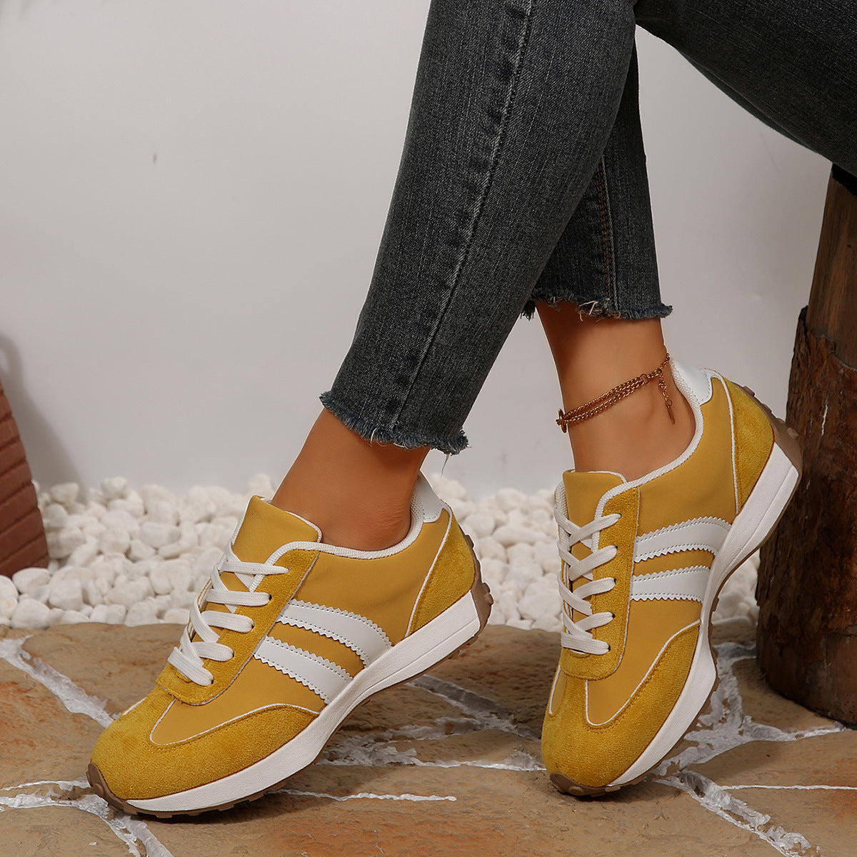 Chaussures décontractées à semelles épaisses style rétro