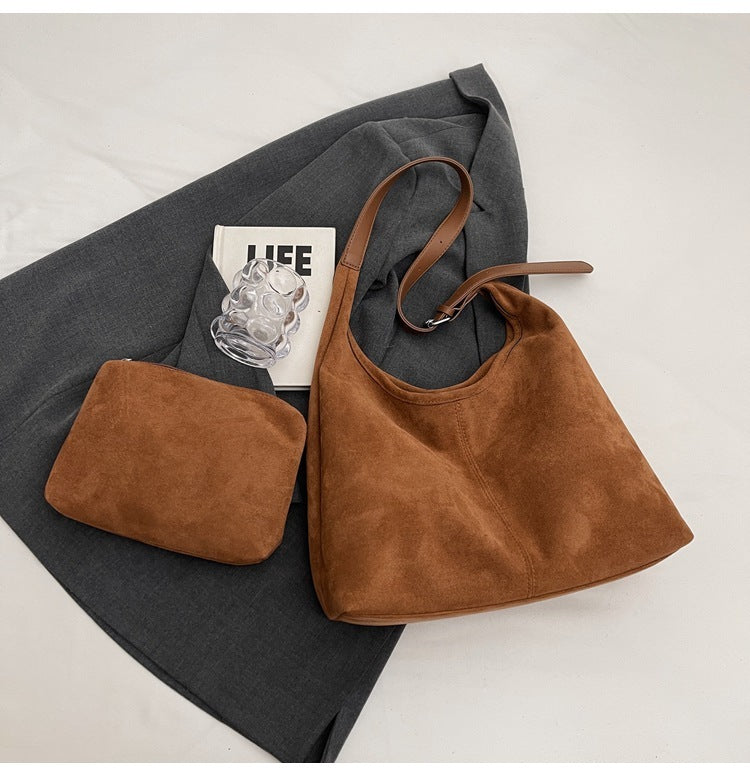 Sac seau en daim de grande capacité