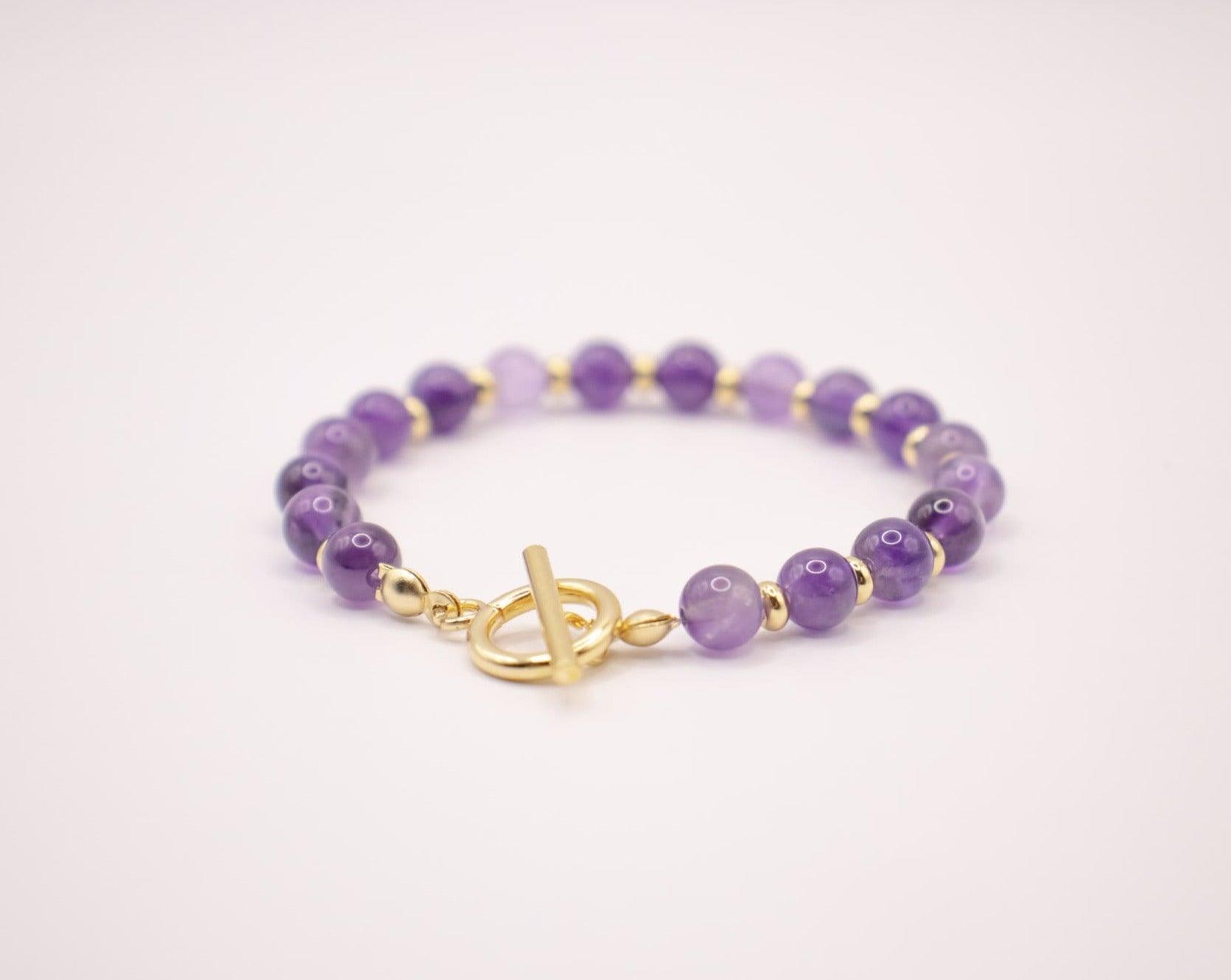 CIRCE | Bracelet in Amethyst and 18-carat gold-plated stainless steel-2