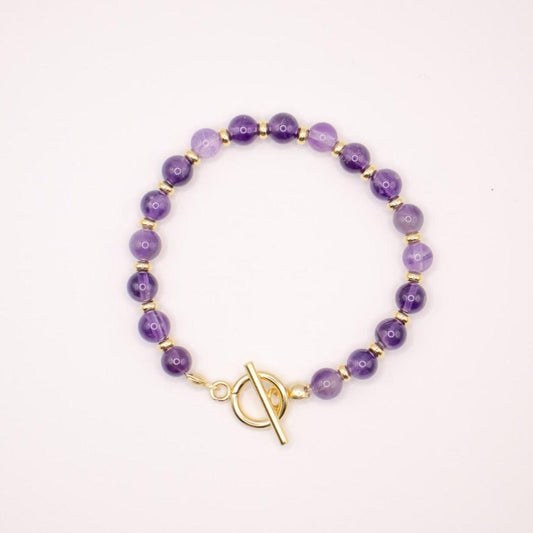 CIRCE | Bracelet in Amethyst and 18-carat gold-plated stainless steel-0