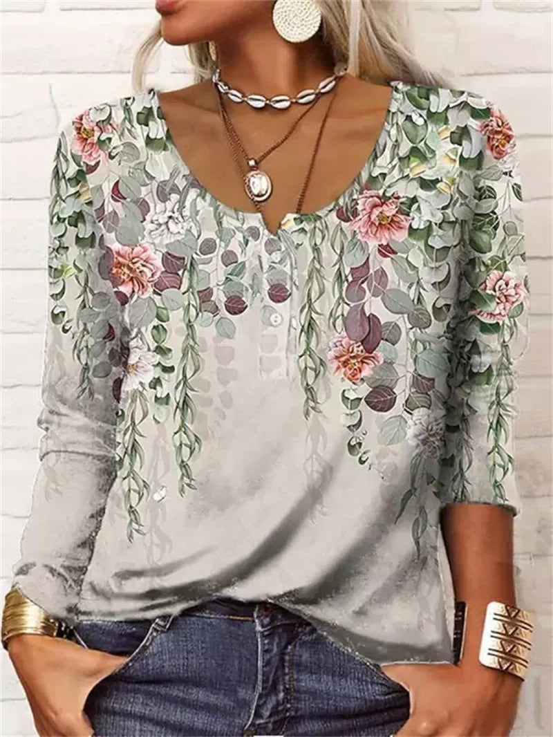 T-shirt ample imprimé floral géométrique femme