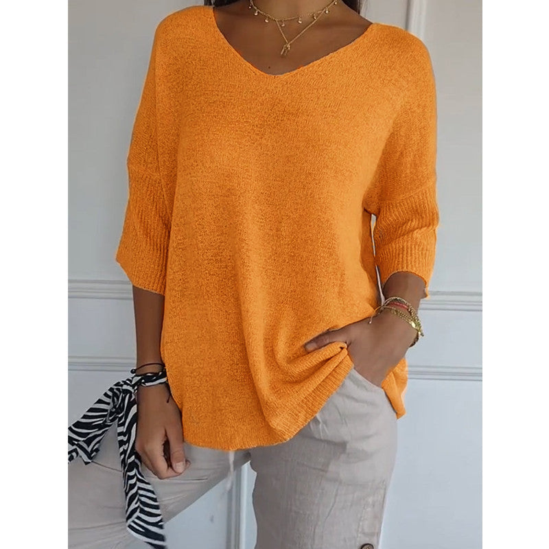 Pull décontracté  manches 3-4 pour femme