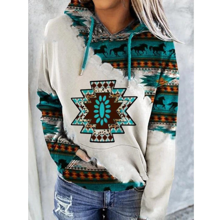 Pull imprimé style ethnique pour femme