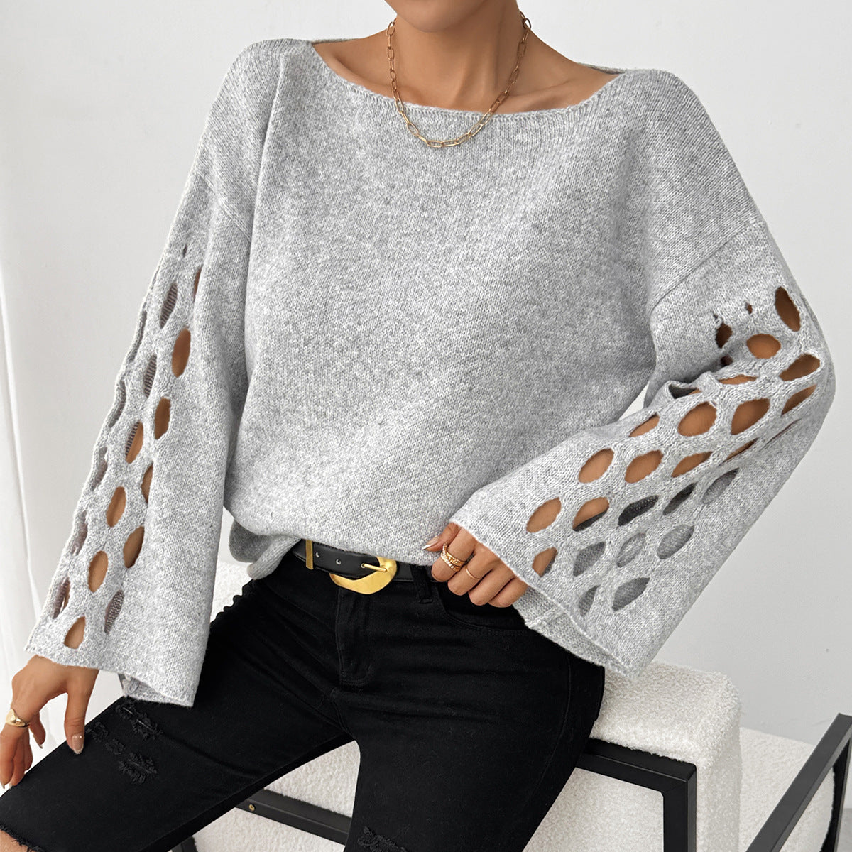 Pull creux à manches longues