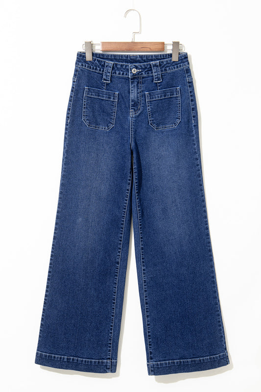 Jeans taille haute bleu