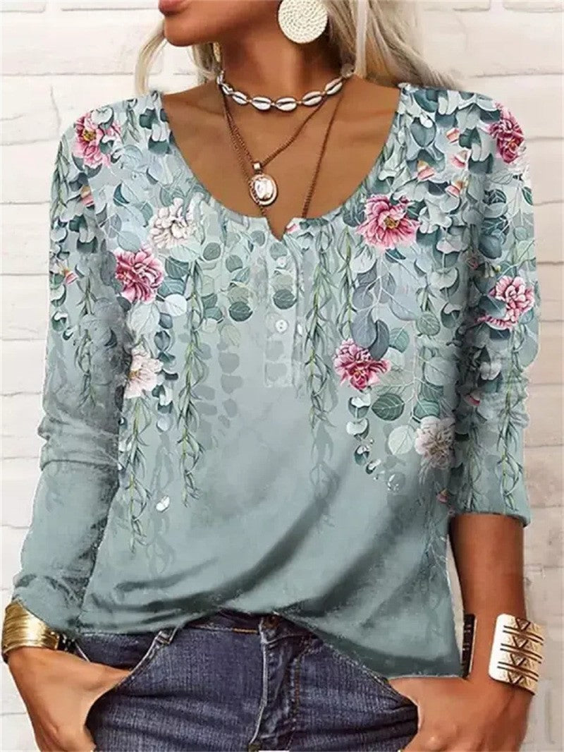 T-shirt ample imprimé floral géométrique femme