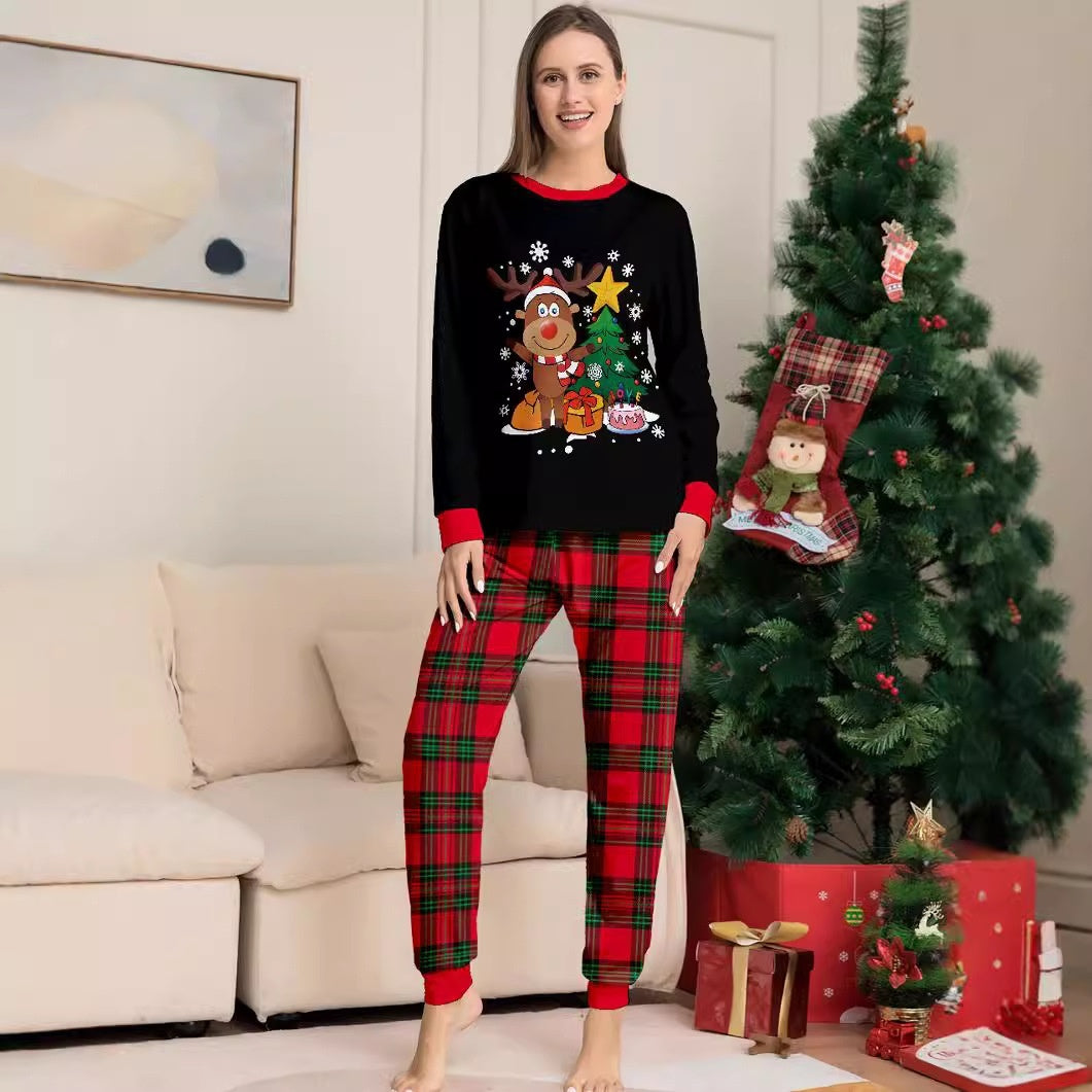 Robe de famille à carreaux motif cerf de Noël, mignonne et créative