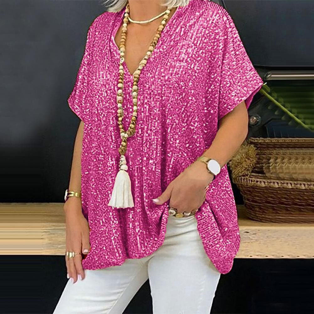 Pull ample à paillettes femme