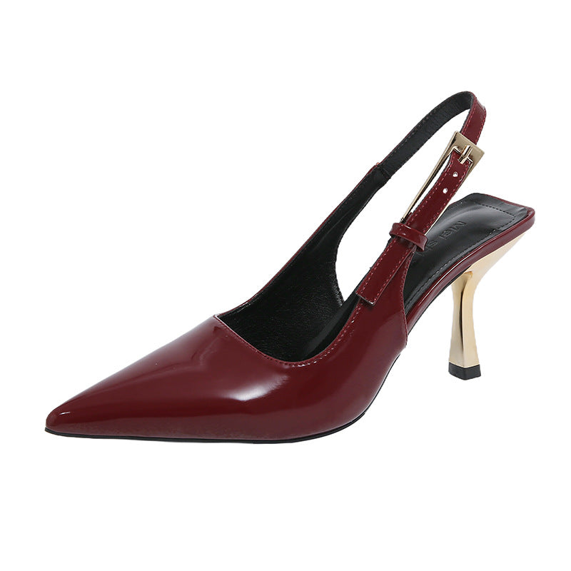 Sandales à talons aiguilles, bout pointu, talon ouvert et bout fermé, style féerique