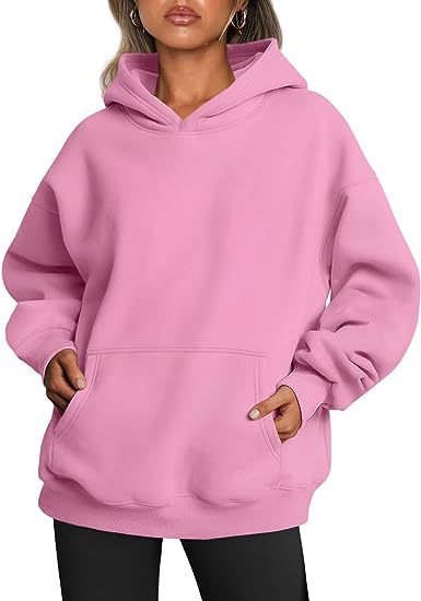 Sweat-shirt tendance uni, pull à capuche surdimensionné, vêtements pour femmes