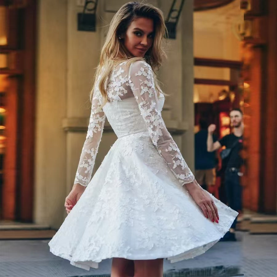 Robe de mariée blanche vintage en dentelle pour femme