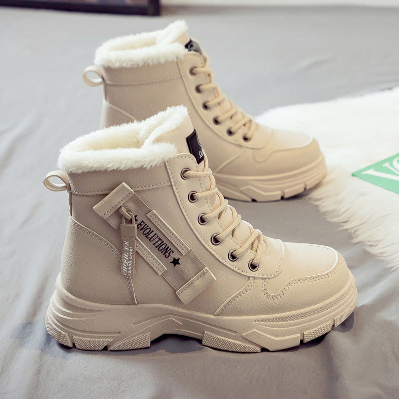 Bottes de neige chaudes doublées en polaire grande taille pour femmes