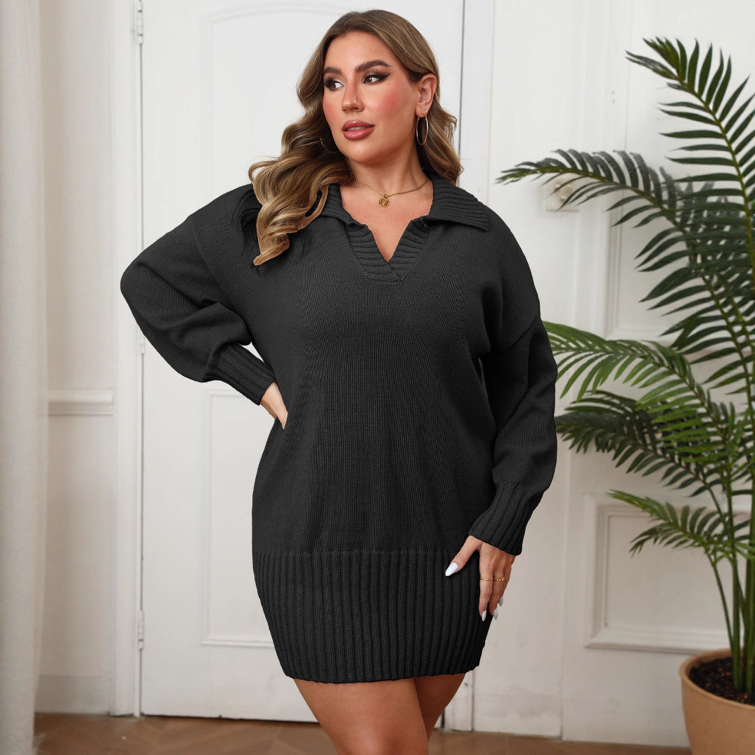 Pull-over tissé à col polo pour femme grande taille