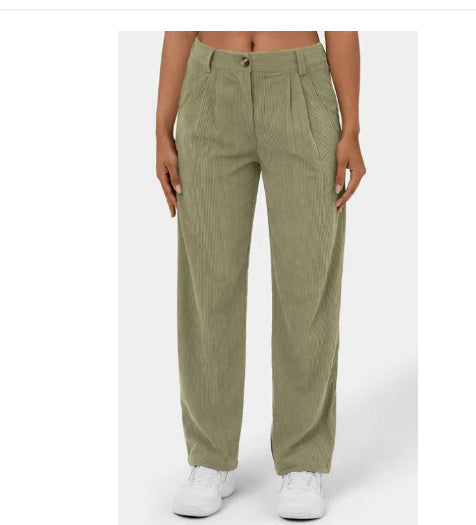 Pantalon droit ample en velours côtelé, surdimensionné, élégant, décontracté, taille haute, pour femme, printemps-automne