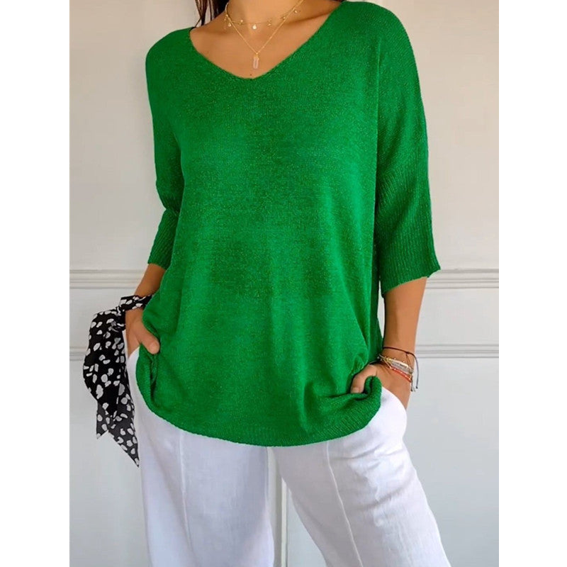 Pull décontracté  manches 3-4 pour femme