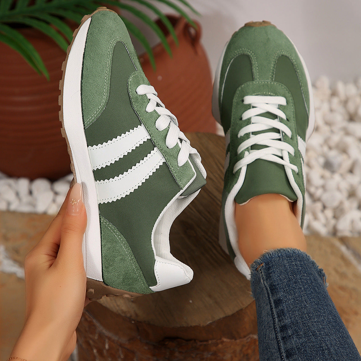 Chaussures décontractées à semelles épaisses style rétro
