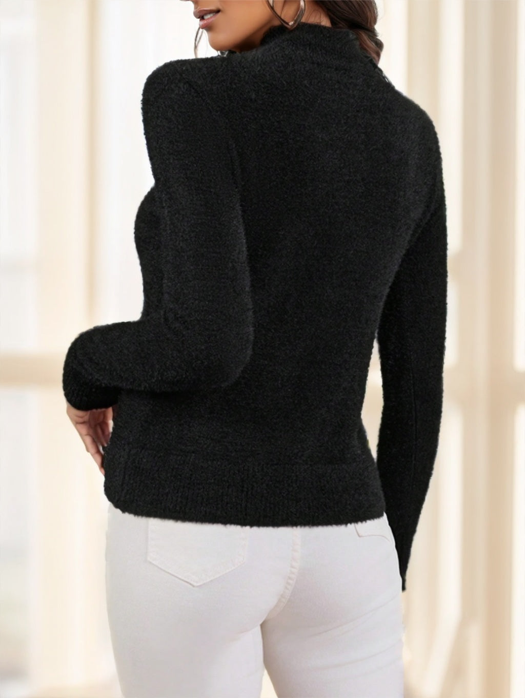 Pull moelleux de couleur unie pour femme