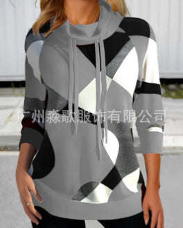 Pull à col roulé imprimé mode femme
