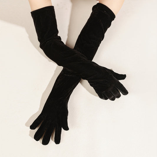 Gants de mariée en velours doré