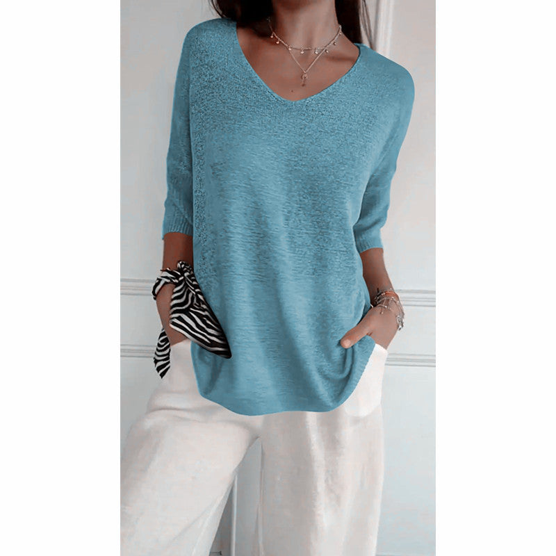 Pull décontracté  manches 3-4 pour femme