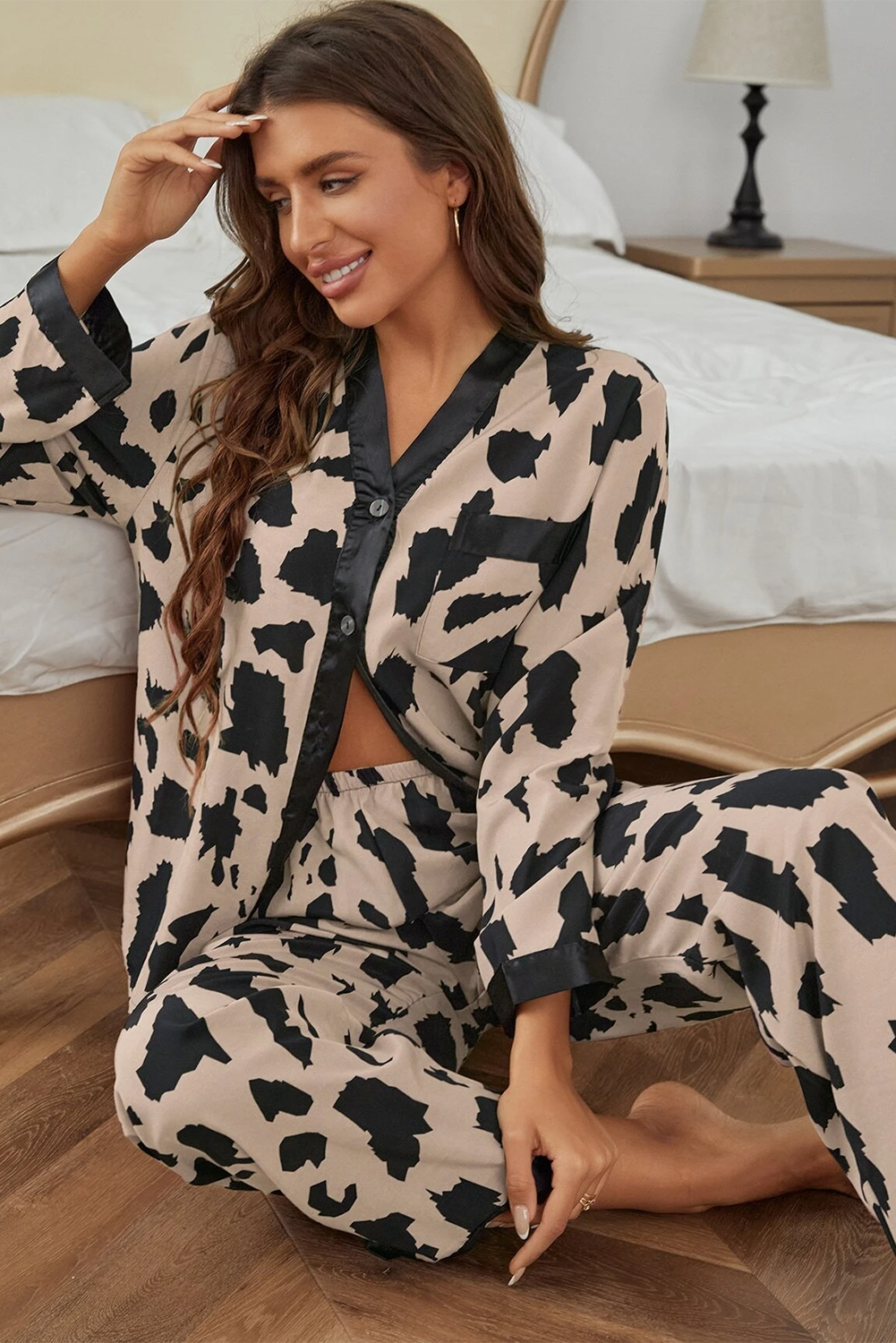 pyjama contrastée kaki guépard