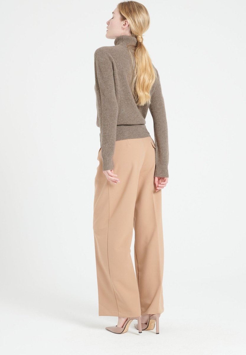 Pull col roulé cachemire taupe femme - LILLY 21-4