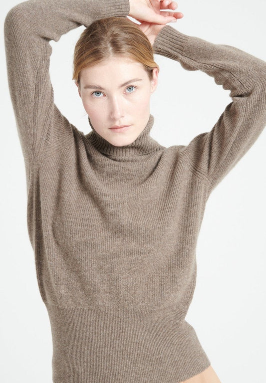 Pull col roulé cachemire taupe femme - LILLY 21-0
