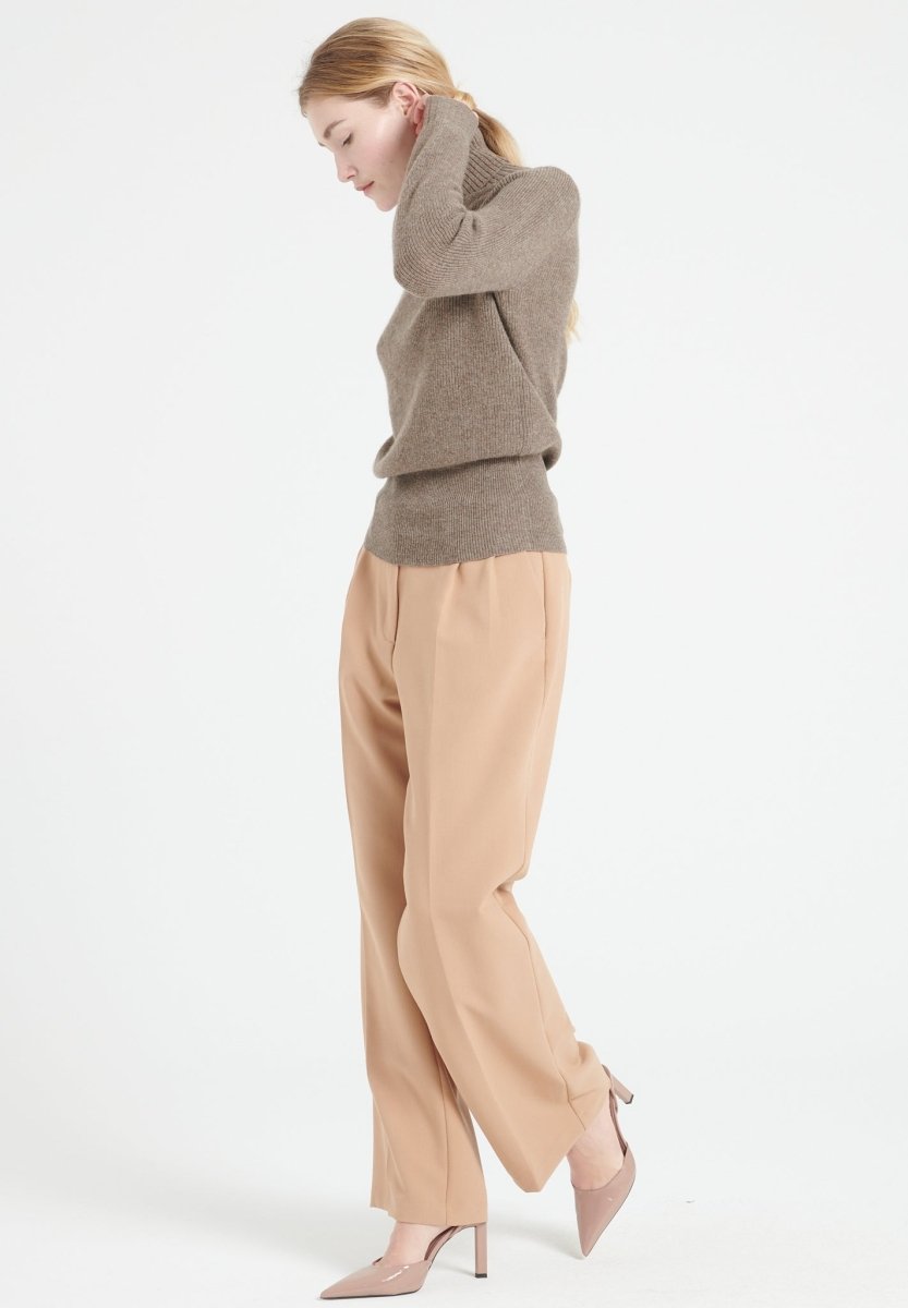 Pull col roulé cachemire taupe femme - LILLY 21-3
